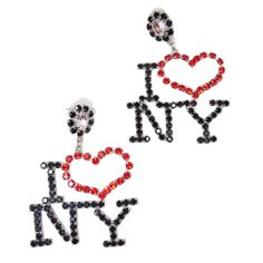 We haven't been this obsessed with a pair of earrings in a long time, and these are so so special. They're an earring showing our love for NYC that are hand made in NYC and inspired by the iconic Milton Glaser I ❤️ NY logo. they speak for themselves and for you and your love for the best city in the world (come at me!) Details: Each earring is approximately 3' long. Rhodium plated black and red crystal chain hand soldiered in NYC with crystal gem accents. 🧡✨ Earrings will be pierced unless you Beyonce Rihanna, Milton Glaser, Best City, Crystal Chain, Fashion Magazines, Red Crystals, Crystal Gems, Accessories Branding, Square Frames