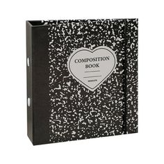 a black and white book with the words composition book written on it's cover