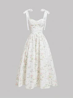 Multicolor Boho Collar Sleeveless Woven Fabric Floral,Plants,Ditsy Floral,All Over Print Cami Embellished Non-Stretch  Women Clothing 60s Summer Dress, Summer Dress Drawing, Pastel Dress Formal, Shien Dresses, Cute Sun Dresses, Birthday Dress Inspo, Dresses From Shein, Dresses Cute Casual, Brunch Dresses