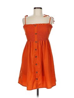 Yidarton Casual Dress Size: Medium Orange Dresses - used. 65% COTTON, 35% POLYESTER, Square, Solid, Short, Sleeveless | Yidarton Casual Dress: Orange Solid Dresses - Used - Size Medium Orange Casual Dress, Orange Dresses, Dress Orange, Orange Dress, Solid Dress, Dress Short, Casual Dresses For Women, Casual Dress, Casual Dresses