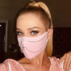 Item:Reticulated Crystal Face Mask Material: Rhinestone Face Mask Style: Trendy Reticulated Face Mask Package Include: Crystal Mouth Mask Popular Jewelry Gift Chain Skirt, Mask Style, Mask Fashion, Mask Holder, Trendy Face Masks, Bullet Points, Face Protection, Mouth Mask, Black Mask