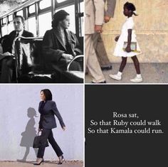 three different pictures with people walking and one has a woman in a white dress, the other is a man in a suit