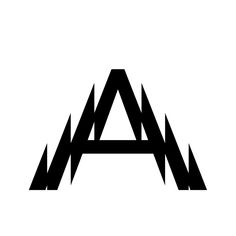 the letter a is made up of three triangulars and two smaller triangles, all in black on a white background