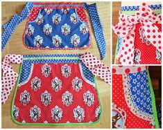 the aprons are made from different fabrics