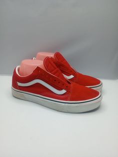 VERY GOOD CONDITION NO SHOE STRINGS. THE WHITE OF THE SOLES NEED CLEANING. THE SHOES LOOK NEW. THE SOLES WILL CLEAN TO A BRIGHT WHITE. MOST LIKELY WITH DAWN DISHWASHING LIQUID. Elevate your sneaker game with these VANS Suede sneakers in a bold red color. The UK shoe size is 7.5 and the US shoe size is 7.5 for men, and 9 for women. These sneakers are perfect for athletic activities and casual events. The style code is 500714 and the model is VANS Suede. The upper material is made of suede and the sneakers are designed with a comfortable fit. The VANS brand is known for its quality and durability, making these sneakers a great investment for any shoe lover. Add these stylish sneakers to your collection today! Red Fire Vans, Dawn Dishwashing Liquid, Vans Suede, Sneakers Athletic, Red Sneakers, Dishwashing Liquid, Sneaker Games, Suede Sneakers, Shoe Lover