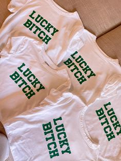 super cute lucky b baby tee perfect for st patricks day! Lucky Charms Shirt, Green Graphic Tee For Game Day, Playful Green Tops With Letter Print, Green Letter Print Top For St. Patrick's Day, Cute Green Top With Text Print, Cute Green Top With Slogan, St. Patrick’s Day, St. Patricks Day, Lucky Charms