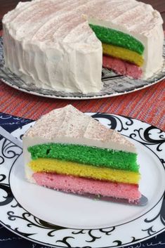 two pieces of cake sitting on top of plates