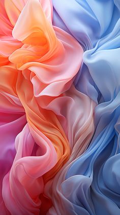 an image of colorful fabric that looks like it has been dyed into something blue, pink, and orange