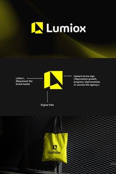 a black and yellow poster with the words lumiox on it's side