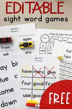 free printable sight word games for kids