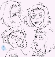 four different faces are shown in black and white, with one woman's face drawn to