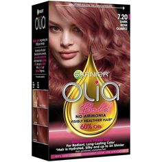 Hair Color Japanese, Rich Hair Color, Rose Gold Hair Brunette, Burgundy Hair Dye, Garnier Hair Color, Ammonia Free Hair Color, Garnier Olia, Rich Hair, Gold Hair Colors