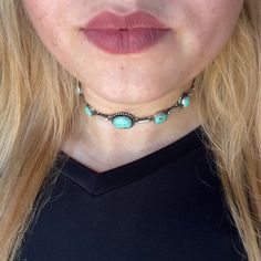 Sterling silver and Kinmgan Turquoise. Made in New Mexico by Augustine Largo. Stamped & Signed Vintage Turquoise Jewelry Necklaces, Turquoise Choker Necklace, Adjustable Sterling Silver Turquoise Necklace, Southwestern Style Turquoise Gemstone Necklace, Southwestern Style Choker Jewelry Gift, Air Jordan 1 White, Real Turquoise Jewelry, Turquoise Jewelry Necklace, Handmade Turquoise Jewelry