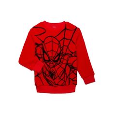 Get your superhero-loving boy ready for his favorite activities with this Spider-Man Crewneck Sweatshirt, featuring the iconic web-slinger from Marvel. This plush comic book sweatshirt is soft and comfortable for all-day wear and features a long-sleeve design for added coverage during cooler weather. He can wear this fleece top with joggers or jeans for a cool-casual lookperfect for the classroom or during fun-filled weekends. Size: 10/12.  Color: Red.  Gender: male.  Age Group: adult. Web Slinger, Men Crewneck, Dragon Hoodie, Top With Long Sleeves, Boys Fleece, Kids Clothes Boys, Boys Sweaters, Boys Hoodies, Red Outfit