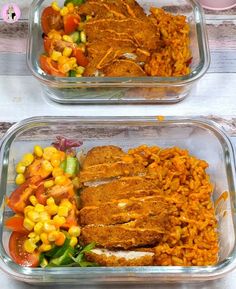 two plastic containers filled with food on top of a table