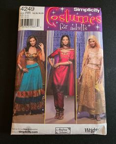 two women's and one woman's clothing sewing pattern from the simplicity costumes catalog