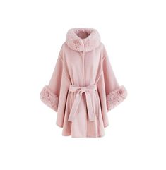 Boho Faux Fox Fur Trim Belted Cardigan Sweater Poncho Cape Coat Swing Jacket Coatigan - Color:  Mauve Pink - Soft Acrylic - Hook & eye closure at neck - Faux fur trimmed collar and sleeve cuffs - Soft and warm - Length 30-31" from top of shoulder to hem Size S 2/4: Bust 33-34 Waist 25-26 Hips 35-36 Size M 6/8: Bust 35-36 Waist 27-28 Hips 37-38 Size L 10/12: Bust 37-38 Waist 29-30 Hips 39-40 Size XL 12/14: Bust 39-40 Waist 31-32 Hips 41-42 Size chart is for body measurements and provided as a guide. Please message for the actual garment measurements if needed Woman Code, Chanel Girl, Mantel Cape, Poncho Coat Cape, Belt Kimono, Poncho Pullover, Faux Fur Cape, Pink Clothes, Fur Cape