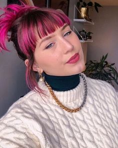 person with magenta ombré hair tied up in clip with brown and magenta bangs Primrose Oil, Pigment Coloring, Evening Primrose Oil