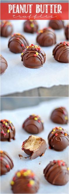 chocolate peanut butter balls with sprinkles on top