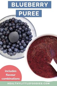 blueberry puree in a blender next to berries