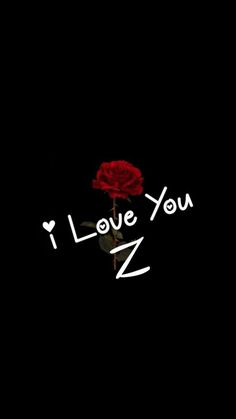 i love you zzz with a red rose on the top and white letters below it