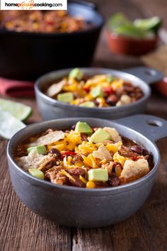 two bowls of taco soup Authentic Mexican Food Recipes