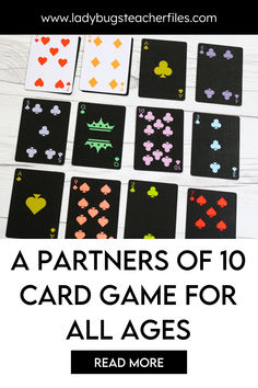 the top ten card game for all ages with text overlay that reads, a partners of 10 card game for all ages read more