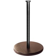 an umbrella stand is shown with a black pole in the center and a brown base on top