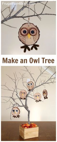 an owl tree made out of paper and branches