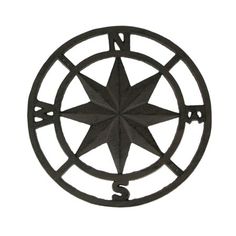 a black metal compass is shown in the middle of a circular design on a white background