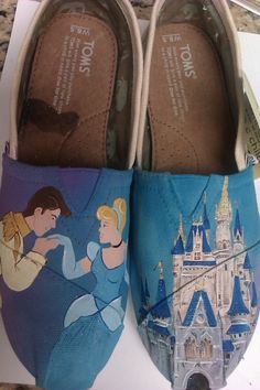 Cinderella's Happily Ever After hand painted TOMS. $160.00, via Etsy. Cinderella Theme, Cinderella Shoes