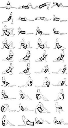 a woman doing yoga poses in various positions and postures, including the legs and arms