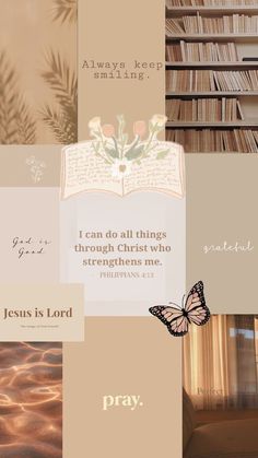 a collage of images with the words, jesus is lord and an image of a book