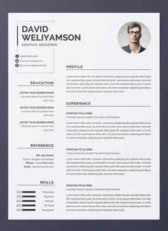 a clean and modern resume template with an image on the front, in black and white