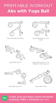 the printable workout for abs with yoga ball