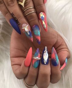 Colorful Nail, Nail Swag, Hot Nails, Fabulous Nails, Unique Nails, Fancy Nails, Dope Nails