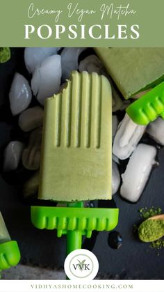 Creamy Vegan Matcha Popsicles Matcha Popsicle, Wise Pictures, Tea Popsicles, Creamy Matcha, Frozen Popsicles, Amazing Vegetarian Recipes, Vegan Ice Cream Recipe, Healthy Ice Cream Recipes