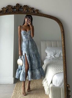 Blue Wedding Guest Dresses, Formal Wedding Guests, Cocktail Dress Wedding, Stylish Party Dresses, Wedding Guest Dresses, Grad Dresses, Wedding Guest Dress Summer, Glam Dresses, A Mirror