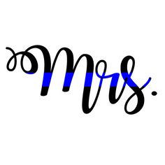 the word mrs written in black and blue ink