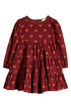 Corduroy adds classic cool-weather style to this adorable tiered dress in a silhouette perfect for layered looks. Unlined 100% cotton Machine wash, tumble dry Imported Big Girl Dresses, Red Ochre, Corduroy Dress, Sewing Project, Layered Look, Tiered Dress, Nordstrom Dresses, Aurora, Girls Dresses