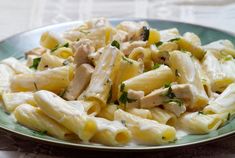 pasta with chicken and cheese on a plate