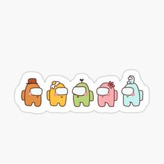 four elephants sticker with different colors and shapes on it's side, all in the same row