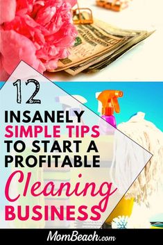 cleaning supplies and flowers with text overlay that reads, 12 amazingly simple tips to start a