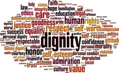 the word dignity is written in many different languages, including words such as