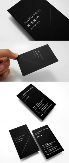 the business card is designed to look like it has been folded in black and white