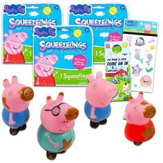 peppa pig squirtings are shown in three different colors