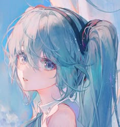 @/matchach on twitter #hatsunemikufanart #hatsunemikuicon #projectsekaicolorfulstage Hatsune Miku, Blue Hair, Vocaloid, Thank You