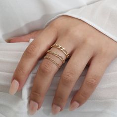 Gold Chain Ring, Memory Ring, Gold Figaro Chain, Dainty Chain, Figaro Chains, Figaro Chain, Initial Jewelry, Ring Minimalist, Minimalist Ring