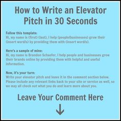 how to write an elevator pitch in 30 seconds with the help of google