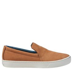 Easy-to-wear, consciously-crafted slip-on sneakers made with premium materials that not only feel great, but are better for the environment too. Order regular shoe size. (Size 10 1/2 wearers, please order size 11). Responsibly-sourced, supremely soft pebbled nubuck leather upper. Anti-odor footbed cover helps prevent bad smells. Stretchy goring allows for easy on/off. True Comfort footbed provides all-day comfort, support and cushioning. VertiGrip outsole gives excellent traction and is made fro Leather Tennis Shoes, Tennis Shoes Women, Womens Tennis Shoes, Nubuck Leather, Slate Blue, Ll Bean, Casual Shoes Women, Leather Slip Ons, L L Bean